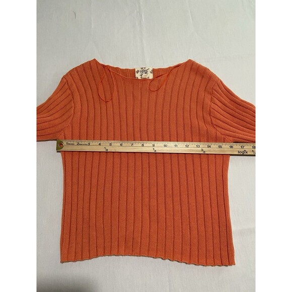Hippie Rose Women’s Crop Sweater Orange Ribbed Sz L Open Neck Boho Long Sleeve - Picture 9 of 11
